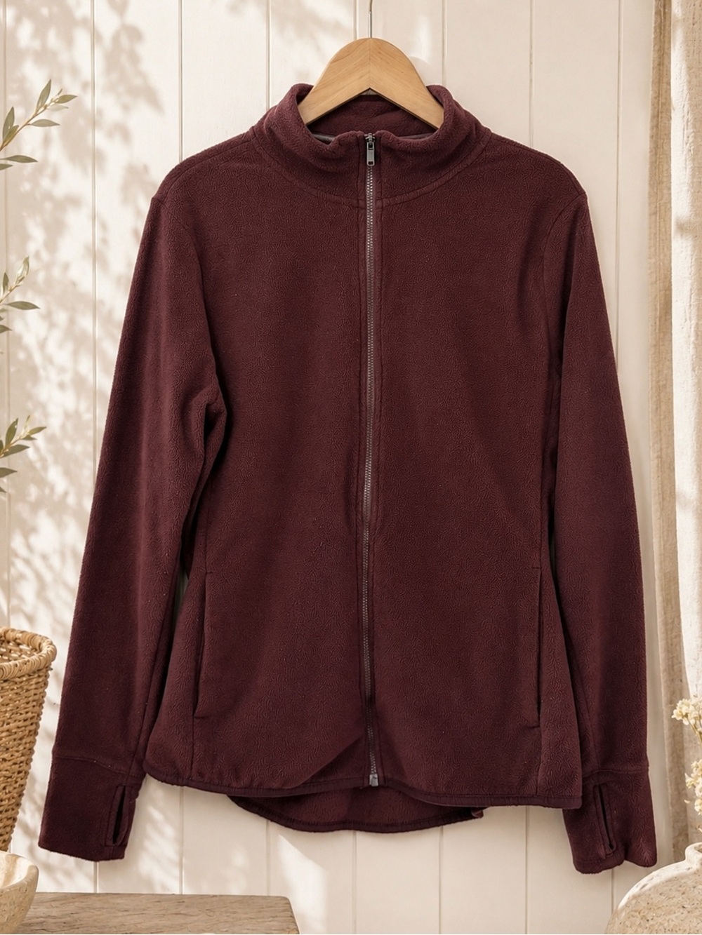 ✨ Old Navy Fleece Jacket Deep Plum Burgundy Maroon Full Zip Size M ✨